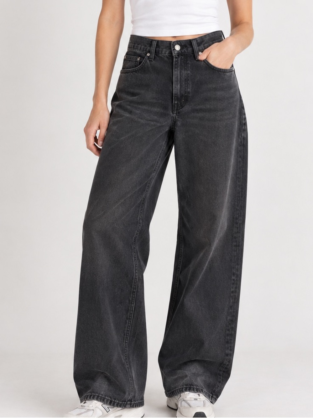 Zara Black High Rise Baggy Wide Leg Jean 8